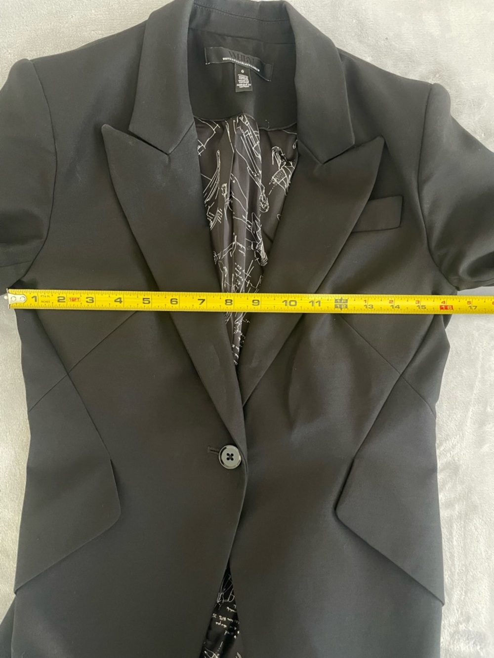 WHBM Editor Black Blazer Structured One-Button Size 0 - Picture 5 of 11